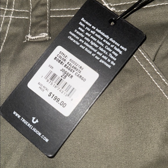 True Religion BOBBI BAGGY CARGO JOGGER- Bramd New With Tags —-cutest joggers - Picture 8 of 10